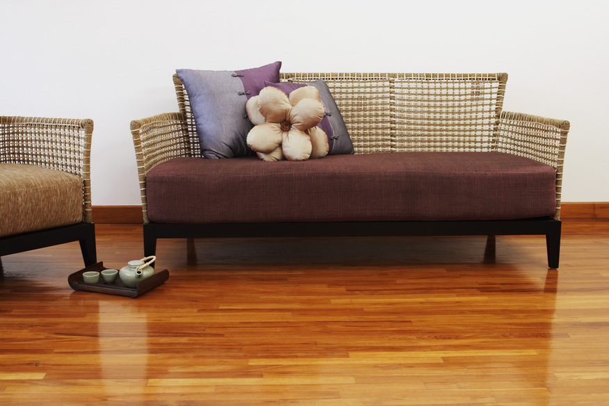 Nice, clean hardwood floors and simple furniture